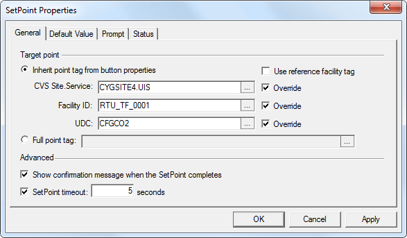 SetPoint Button - General Page SetPoint Button - General Page